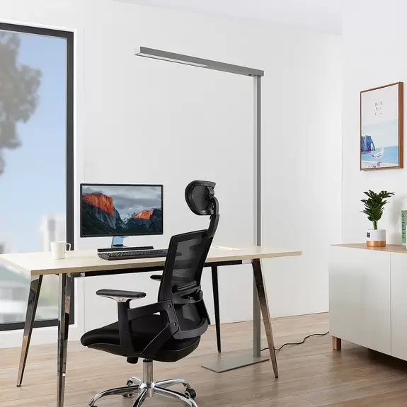 Lampenwelt LED-Büro-Stehleuchte Tamilo, silber Bis zu 65% Rabatt