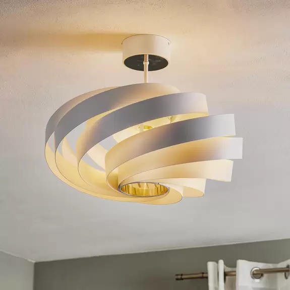 Lampenwelt Deckenleuchte Vento, weiß, Metall, Ø 50 cm Kostenloser Versand international
