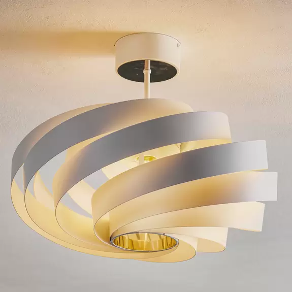 Lampenwelt Deckenleuchte Vento, weiß, Metall, Ø 50 cm Kostenloser Versand international