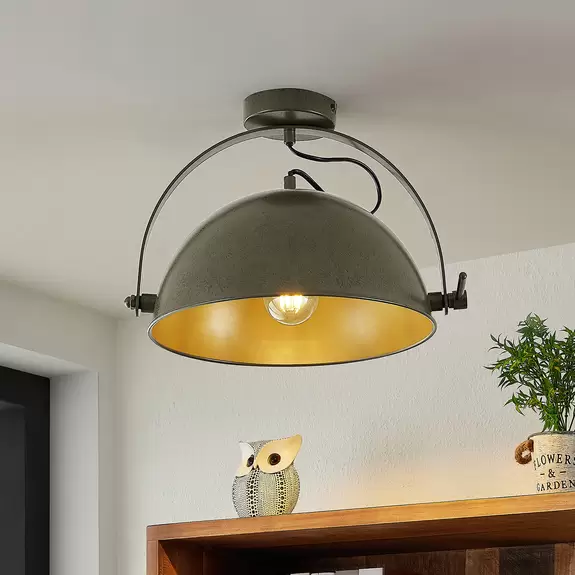 Lampenwelt Lindby Muriel, Deckenlampe, Halbkugel, dunkelgrau Günstig kaufen