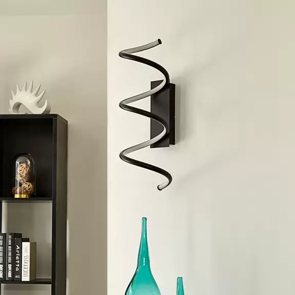 Lampenwelt Lindby Agostara LED-Wandlampe, Spirale, schwarz Online Shopping