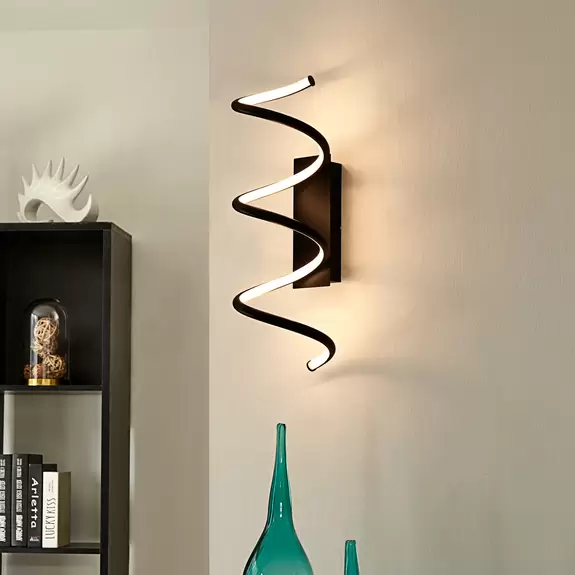 Lampenwelt Lindby Agostara LED-Wandlampe, Spirale, schwarz Online Shopping
