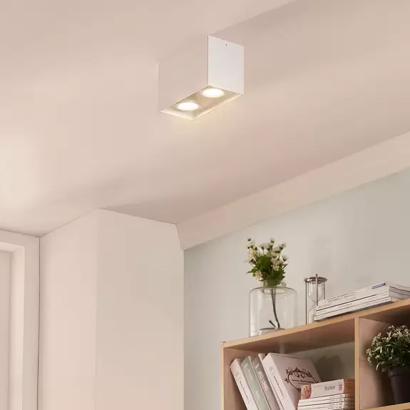 Lampenwelt Aufbau-Downlight Carson in Weiß, zweiflammig Preisnachlass