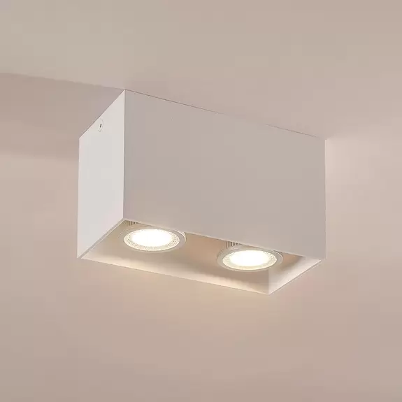 Lampenwelt Aufbau-Downlight Carson in Weiß, zweiflammig Preisnachlass