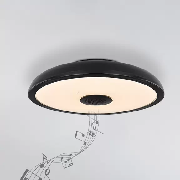 Lampenwelt LED-Deckenleuchte Raffy Lautsprecher RGBW schwarz Muttertagsangebot