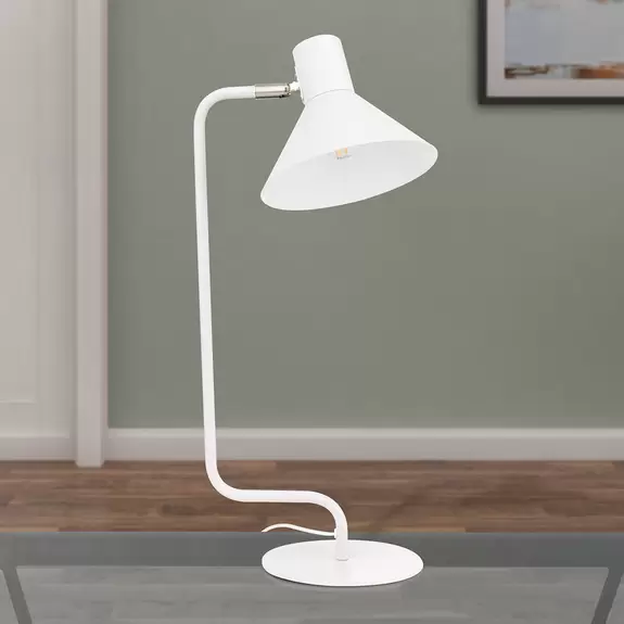 Lampenwelt Schreibtischlampe Viktoria Kopf verstellbar weiß Neueste Mode