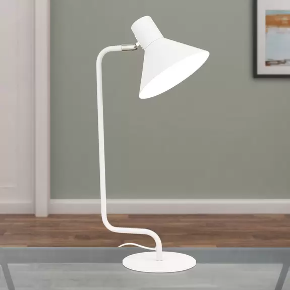 Lampenwelt Schreibtischlampe Viktoria Kopf verstellbar weiß Neueste Mode