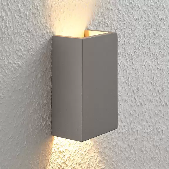 Lampenwelt Beton-Wandleuchte Smira in Grau, 11x18cm Räumungsverkauf