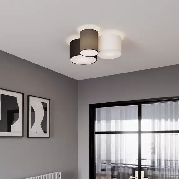 Lampenwelt Lindby Laurenz Deckenlampe, 3-fl., grau, braun Bis zu 60% Rabatt