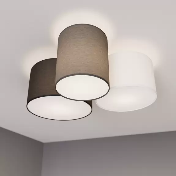 Lampenwelt Lindby Laurenz Deckenlampe, 3-fl., grau, braun Bis zu 60% Rabatt