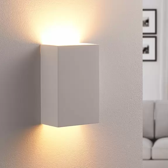 Lampenwelt Lindby Wandleuchte Colja, eckig, Höhe 16 cm, Gips, weiß 50% Rabatt mit kostenlosem Versand