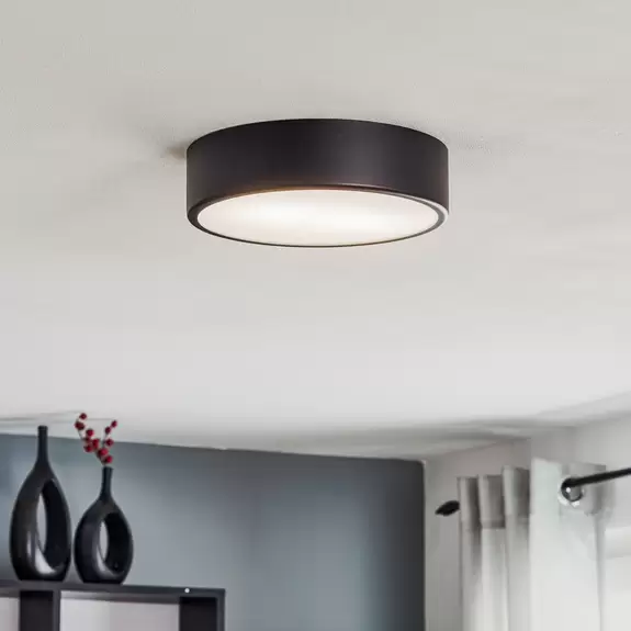 Lampenwelt Deckenleuchte Cleo, Ø 30 cm, schwarz zollfrei