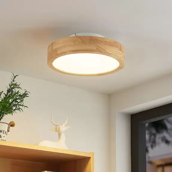 Lampenwelt Lindby Lanira LED-Deckenlampe aus Eichenholz, 30cm Hotsell