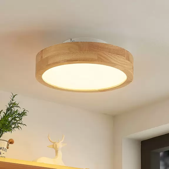 Lampenwelt Lindby Lanira LED-Deckenlampe aus Eichenholz, 30cm Hotsell