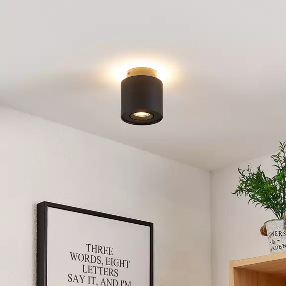 Lampenwelt Arcchio Deckenlampe Walisa, Ø 10 cm, schwarz, Alu Fabrikverkauf