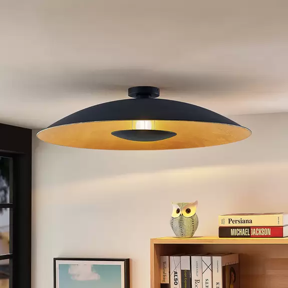 Lampenwelt Lindby Narisara Deckenlampe, schwarz-gold, 80 cm Fabrik Onlineshop