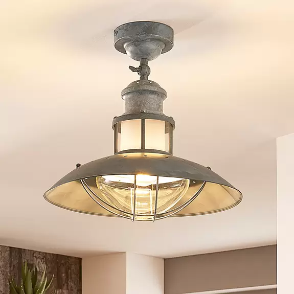 Lampenwelt Betongraue Deckenlampe Louisanne, Industriestil Begrenztes Angebot