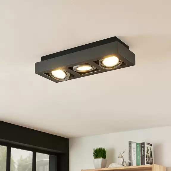 Lampenwelt Deckenstrahler Ronka, GU10, 3-fl., dunkelgrau Preisnachlass