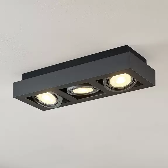 Lampenwelt Deckenstrahler Ronka, GU10, 3-fl., dunkelgrau Preisnachlass