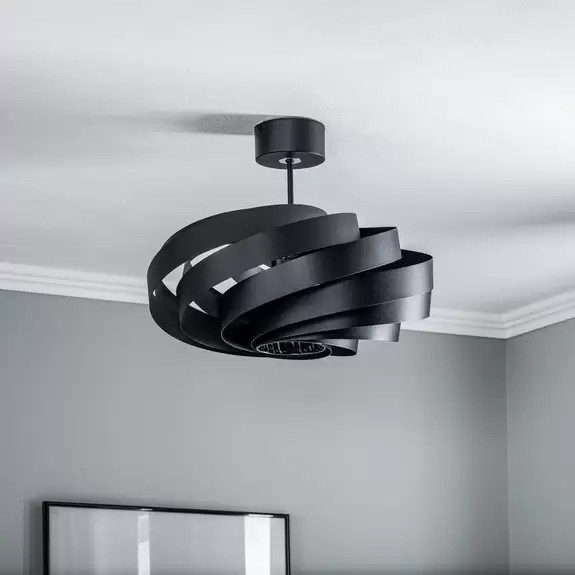 Lampenwelt Deckenleuchte Vento, schwarz, Ø 50 cm, Metall, E27 Black Friday