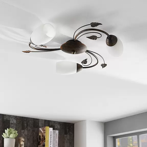 Lampenwelt Lindby Deckenleuchte Stefania, 3-flg., Ø 46 cm, schwarz/gold Cyber Monday