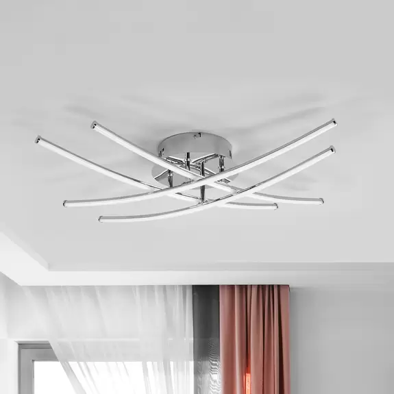 Lampenwelt LED-Deckenlampe Yael, chrom, 4 Stäbe Weihnachtsangebot