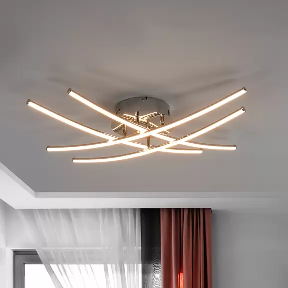 Lampenwelt LED-Deckenlampe Yael, chrom, 4 Stäbe Weihnachtsangebot