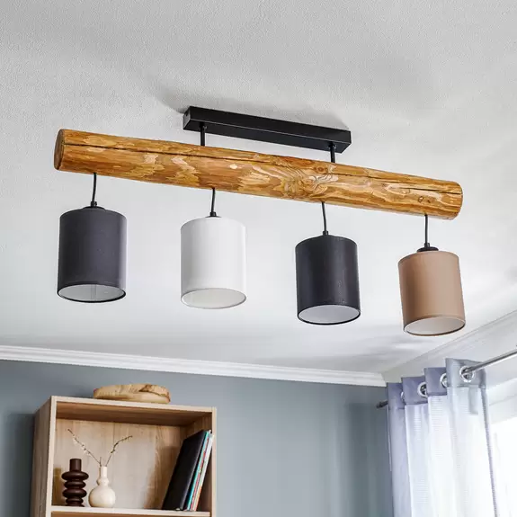 Lampenwelt Decke Furesta gebeizt braun/schwarz/weiß/anthra 4f Lagerräumung