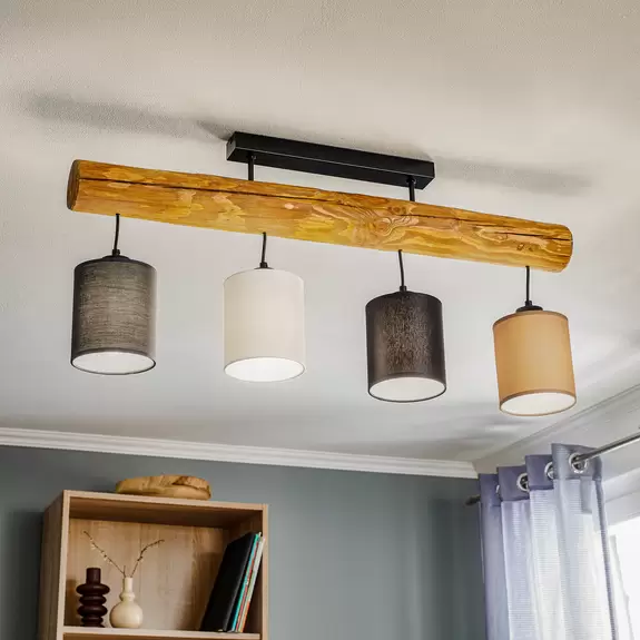 Lampenwelt Decke Furesta gebeizt braun/schwarz/weiß/anthra 4f Lagerräumung