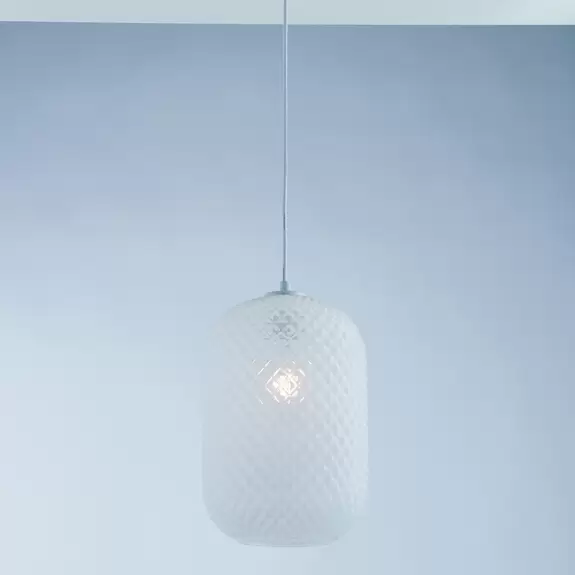 Lampenwelt Hängeleuchte Ashford S15 mit Glasschirm weiß Super Sparpreis