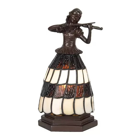 Lampenwelt Tischlampe 5LL-6047 Frau, Tiffany-Stil, braun-weiß Letzter Tag