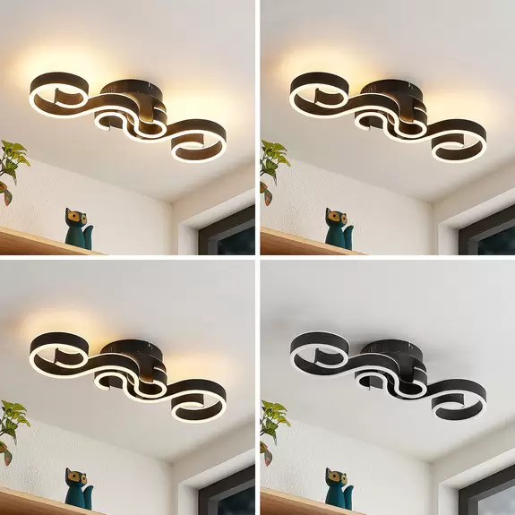 Lampenwelt Lucande Admira LED-Deckenlampe, 51,7 cm schwarz Bis zu 60% Rabatt