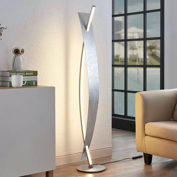 Lampenwelt LED-Stehleuchte Marija in edler Silber-Optik Hotsell