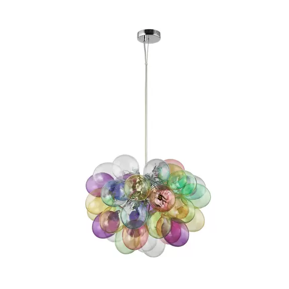 Lampenwelt Lucande Hängeleuchte Diborah, bunt, Glas, Ø 50 cm, G9 Blitzverkäufe