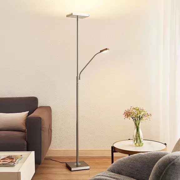 Lampenwelt Lindby Sumani LED-Stehleuchte, eckig, nickel Flash Sale