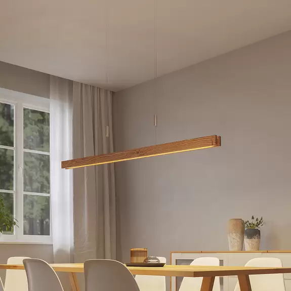 Lampenwelt Lindby Alimara LED-Holz-Hängeleuchte, 138 cm Online Shopping
