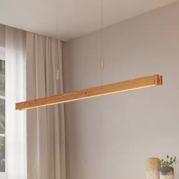 Lampenwelt Lindby Alimara LED-Holz-Hängeleuchte, 138 cm Online Shopping