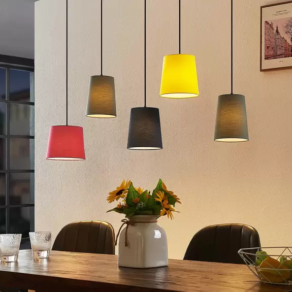 Lampenwelt Lindby Amilia Hängeleuchte, Schirme bunt, 5-fl Osterangebot