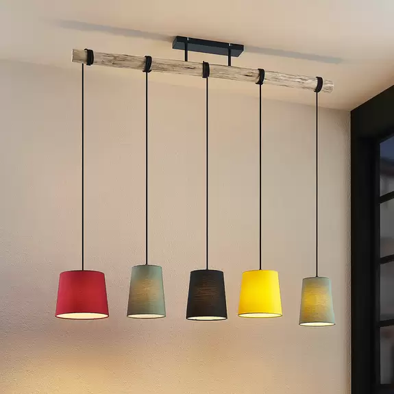 Lampenwelt Lindby Amilia Hängeleuchte, Schirme bunt, 5-fl Osterangebot