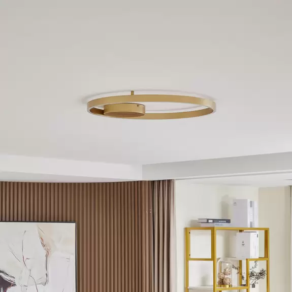 Lampenwelt Lucande Smart LED-Deckenleuchte Moise, gold, CCT, Tuya Vatertagsangebot