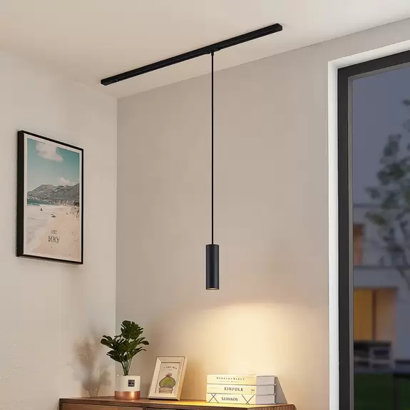 Lampenwelt Lindby Pendellampe Linaro, 20 cm, schwarz, 1-Phasen, Ø 6 cm Zeitlich begrenztes Angebot