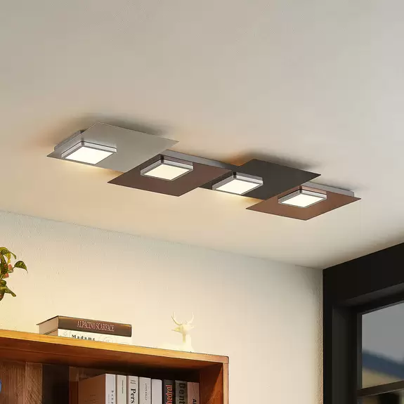 Lampenwelt Lindby Deckenleuchte Upari, 4-flammig, lang, 100 cm, Stahl Kostenlose Rückgabe