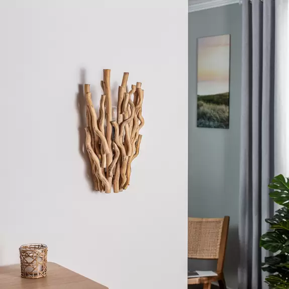 Lampenwelt Wandleuchte Agar mit Schirm aus Holz Begrenzte Freigabe