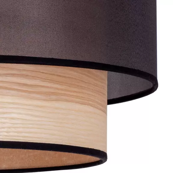 Lampenwelt Euluna Deckenleuchte Cedrik, Organza schwarz, Eschenfurnier Bis zu 50% Rabatt