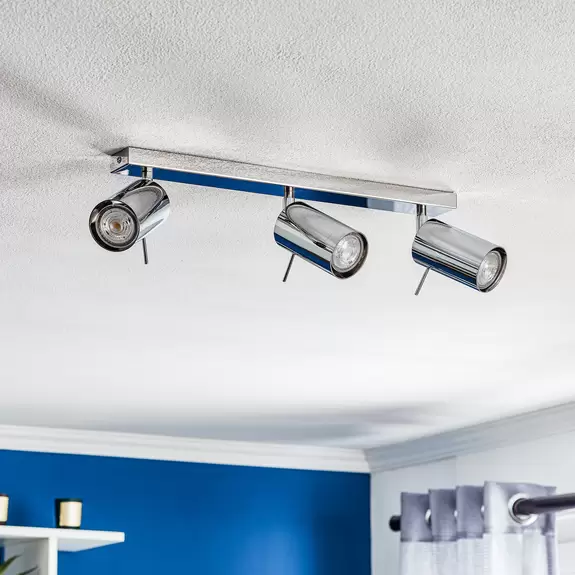 Lampenwelt Deckenspot Round, chrom, dreiflammig linear Bis zu 65% Rabatt