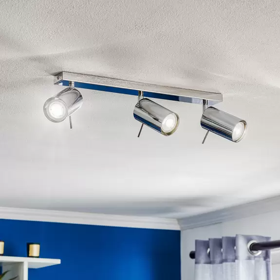 Lampenwelt Deckenspot Round, chrom, dreiflammig linear Bis zu 65% Rabatt