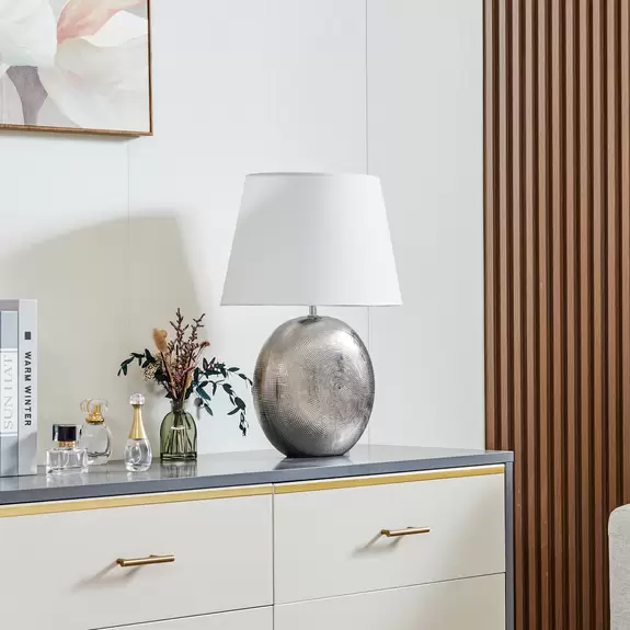 Lampenwelt Lindby Florentino Tischleuchte, Stoff und Keramik Sonderangebot der Fabrik