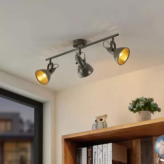 Lampenwelt Lindby Julin Strahler, dreiflammig, dunkelgrau im Angebot