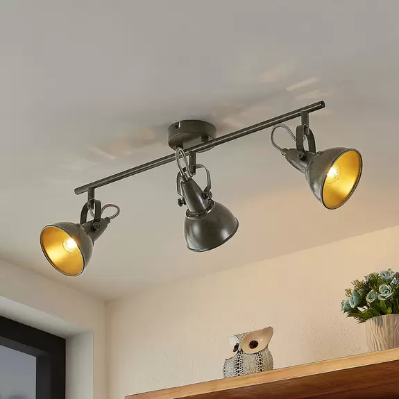 Lampenwelt Lindby Julin Strahler, dreiflammig, dunkelgrau im Angebot