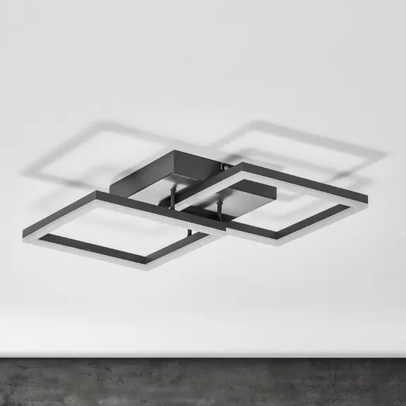 Lampenwelt LED-Deckenleuchte Bard 45x45 cm 2fl., anthrazit Rabatt